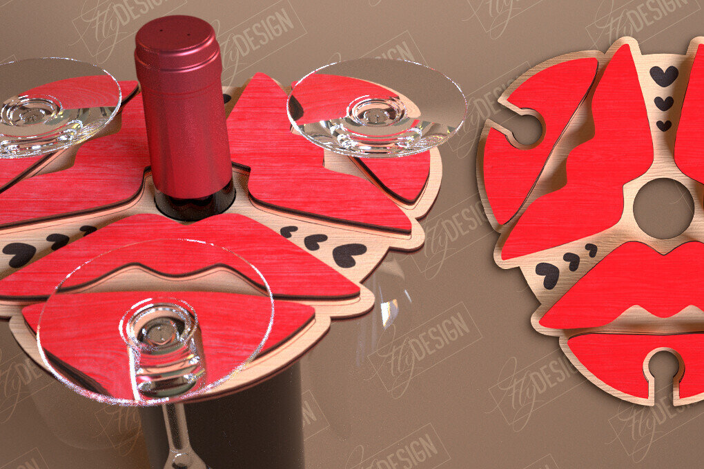 Intra απο ξύλο plywood 3mm-4mm πάχος – Ημέρα του Αγίου Βαλεντίνου Wine Butler Δίασταση  20x20 cm INTRAFABR-114817940