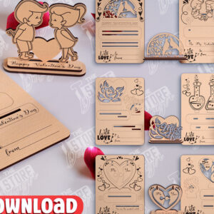 Intra απο ξύλο plywood 3mm-4mm πάχος – Πακέτο ξύλινων καρτών για την ημέρα του Αγίου Βαλεντίνου |CNC Δίασταση 20x20 cm INTRAFABR-110126672