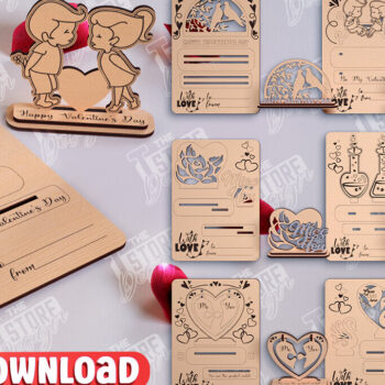 Intra απο ξύλο plywood 3mm-4mm πάχος – Πακέτο ξύλινων καρτών για την ημέρα του Αγίου Βαλεντίνου |CNC Δίασταση  20x20 cm INTRAFABR-110126672 - Image 1