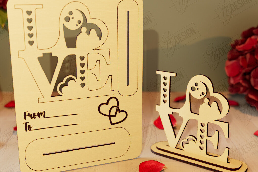 Intra απο ξύλο plywood 3mm-4mm πάχος – Ξύλινη όρθια κάρτα για την ημέρα του Αγίου Βαλεντίνου|CNC Δίασταση  20x20 cm INTRAFABR-110261547