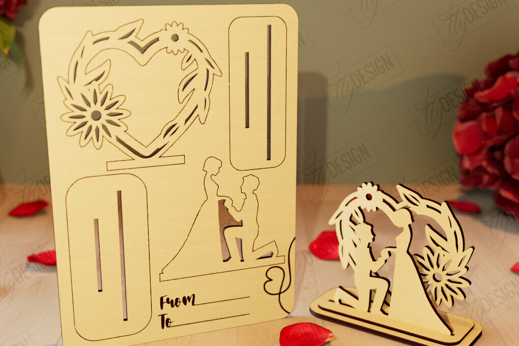 Intra απο ξύλο plywood 3mm-4mm πάχος – Ξύλινη όρθια κάρτα για την ημέρα του Αγίου Βαλεντίνου|CNC Δίασταση  20x20 cm INTRAFABR-110261360