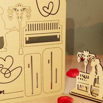 Intra απο ξύλο plywood 3mm-4mm πάχος – Ξύλινη όρθια κάρτα για την ημέρα του Αγίου Βαλεντίνου|CNC Δίασταση  20x20 cm INTRAFABR-110261417 - Image 1