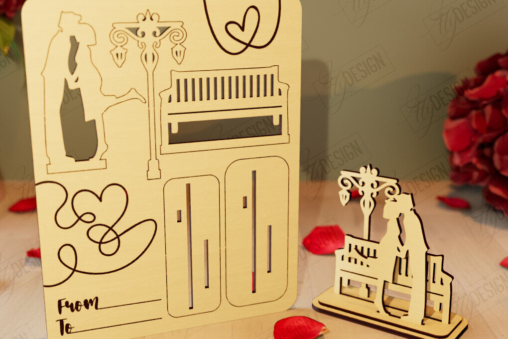 Intra απο ξύλο plywood 3mm-4mm πάχος – Ξύλινη όρθια κάρτα για την ημέρα του Αγίου Βαλεντίνου|CNC Δίασταση  20x20 cm INTRAFABR-110261417