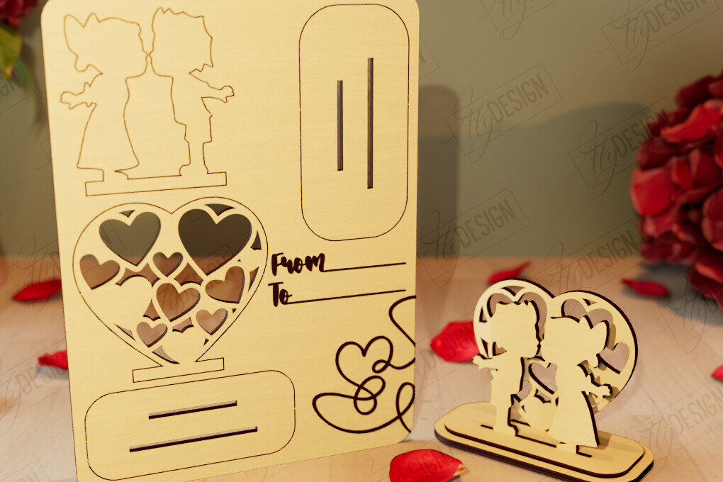 Intra απο ξύλο plywood 3mm-4mm πάχος – Ξύλινη όρθια κάρτα για την ημέρα του Αγίου Βαλεντίνου|CNC Δίασταση  20x20 cm INTRAFABR-110261450