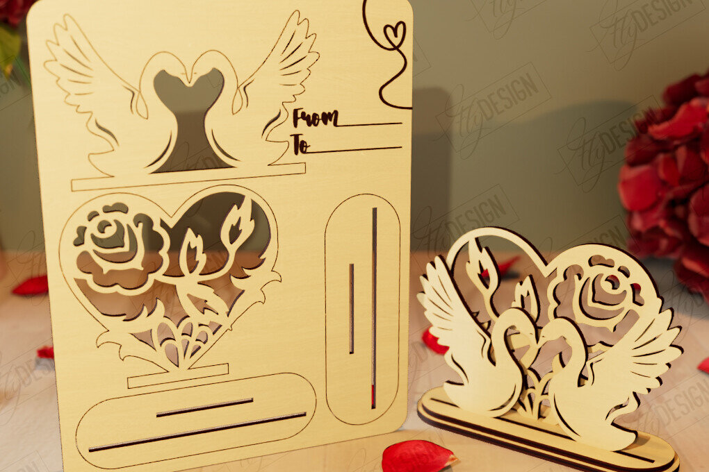 Intra απο ξύλο plywood 3mm-4mm πάχος – Ξύλινη όρθια κάρτα για την ημέρα του Αγίου Βαλεντίνου|CNC Δίασταση  20x20 cm INTRAFABR-110261545