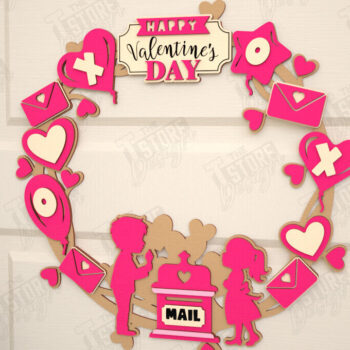 Intra απο ξύλο plywood 3mm-4mm πάχος – Στεφάνι του Αγίου Βαλεντίνου | Διακόσμηση τοίχου |CNC Δίασταση  40x30 cm INTRAFABR-115367494 - Image 1