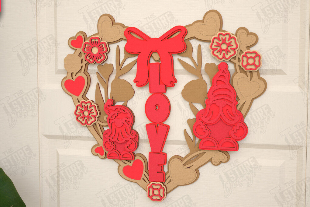 Intra απο ξύλο plywood 3mm-4mm πάχος – Στεφάνι του Αγίου Βαλεντίνου | Διακόσμηση τοίχου |CNC Δίασταση  40x30 cm INTRAFABR-115367454