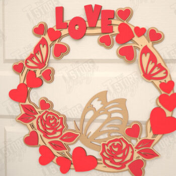 Intra απο ξύλο plywood 3mm-4mm πάχος – Στεφάνι του Αγίου Βαλεντίνου | Διακόσμηση τοίχου |CNC Δίασταση  40x30 cm INTRAFABR-115367478 - Image 1