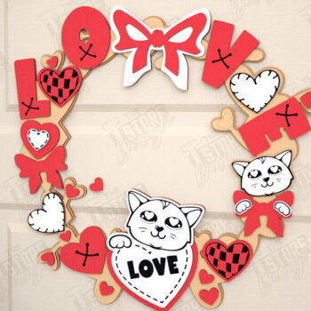 Intra απο ξύλο plywood 3mm-4mm πάχος – Στεφάνι του Αγίου Βαλεντίνου | Διακόσμηση τοίχου |CNC Δίασταση  40x30 cm INTRAFABR-115367483 - Image 1