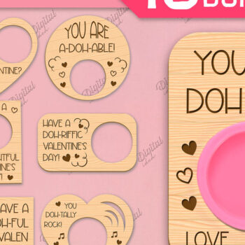 Intra απο ξύλο plywood 3mm-4mm πάχος – Πακέτο κοπής με λέιζερ Valentines Doh Holders Δίασταση  20x20 cm INTRAFABR-85067352 - Image 1