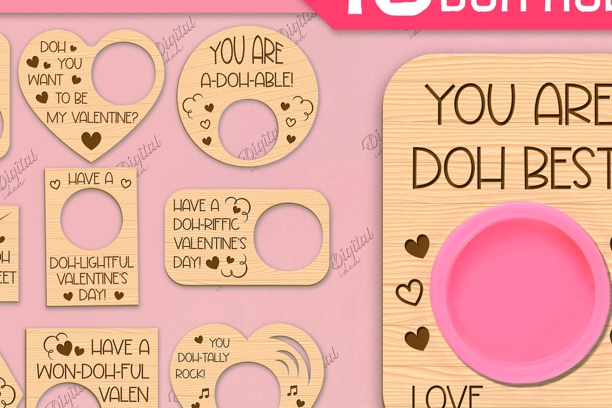 Intra απο ξύλο plywood 3mm-4mm πάχος – Πακέτο κοπής με λέιζερ Valentines Doh Holders Δίασταση  20x20 cm INTRAFABR-85067352