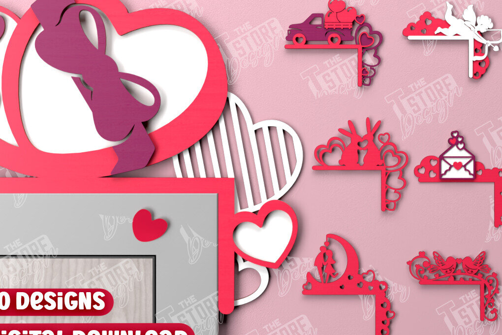 Intra απο ξύλο plywood 3mm-4mm πάχος – Πακέτο γωνιών για την πόρτα του Αγίου Βαλεντίνου | CNC Δίασταση  20x20 cm INTRAFABR-110189112