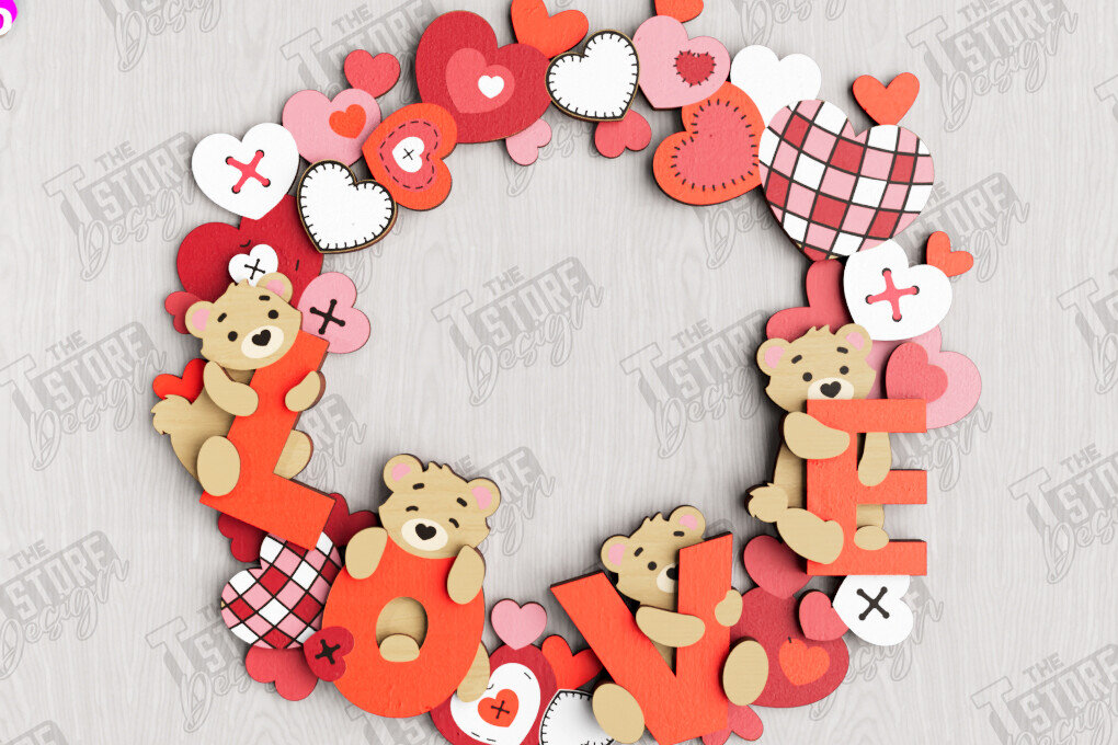 Intra απο ξύλο plywood 3mm-4mm πάχος – Στεφάνι για την πόρτα του Αγίου Βαλεντίνου | Διακόσμηση βεράντας Δίασταση  20x20 cm INTRAFABR-112632225