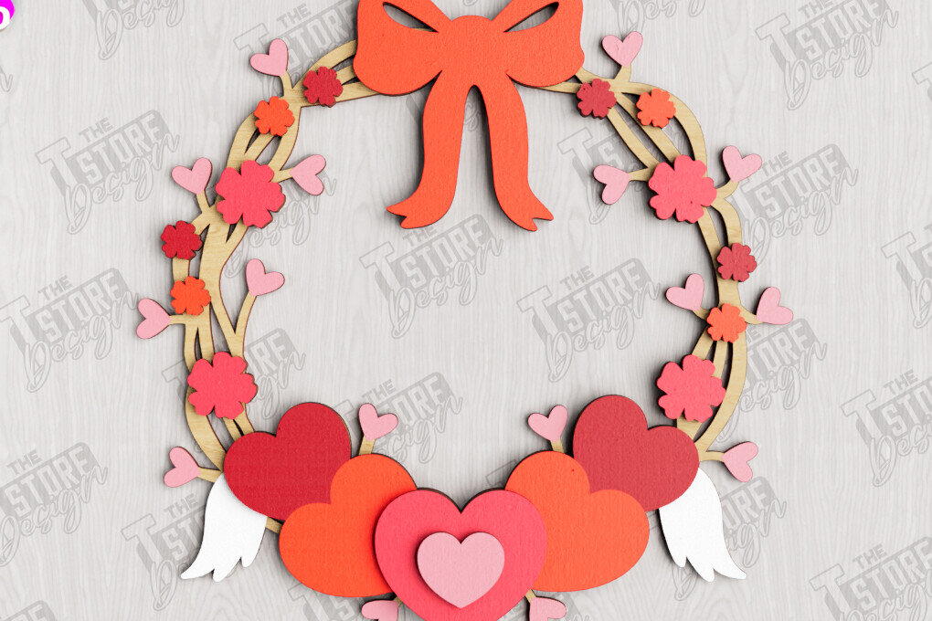 Intra απο ξύλο plywood 3mm-4mm πάχος – Στεφάνι για την πόρτα του Αγίου Βαλεντίνου | Διακόσμηση βεράντας Δίασταση  20x20 cm INTRAFABR-112632185