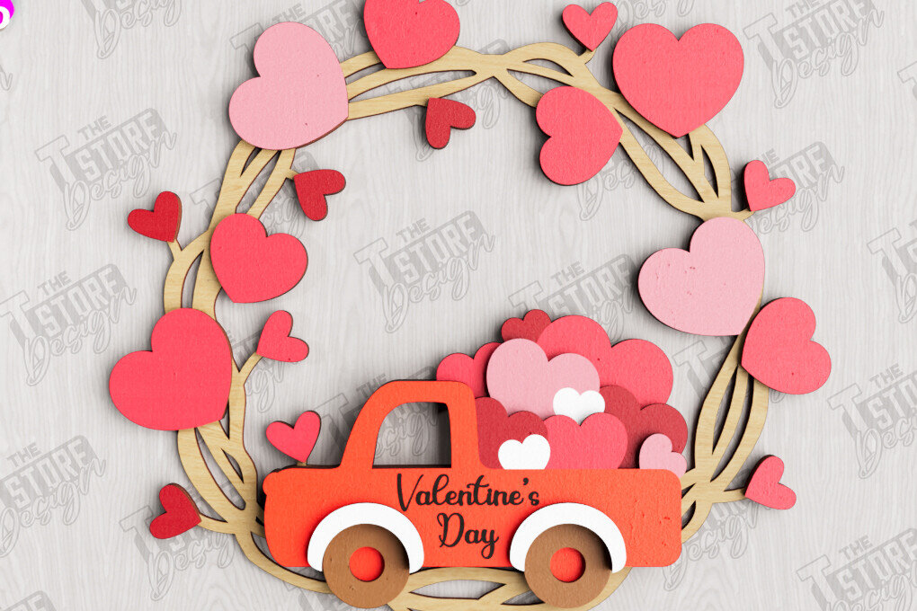 Intra απο ξύλο plywood 3mm-4mm πάχος – Στεφάνι για την πόρτα του Αγίου Βαλεντίνου | Διακόσμηση βεράντας Δίασταση  20x20 cm INTRAFABR-112632189