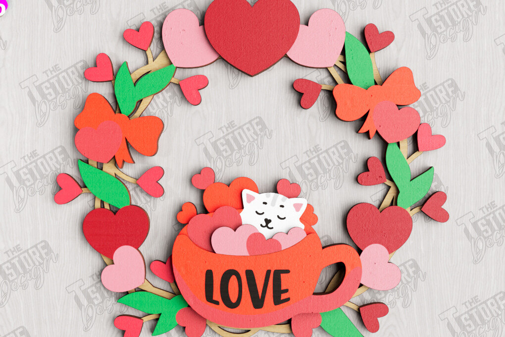 Intra απο ξύλο plywood 3mm-4mm πάχος – Στεφάνι για την πόρτα του Αγίου Βαλεντίνου | Διακόσμηση βεράντας Δίασταση  20x20 cm INTRAFABR-112632199