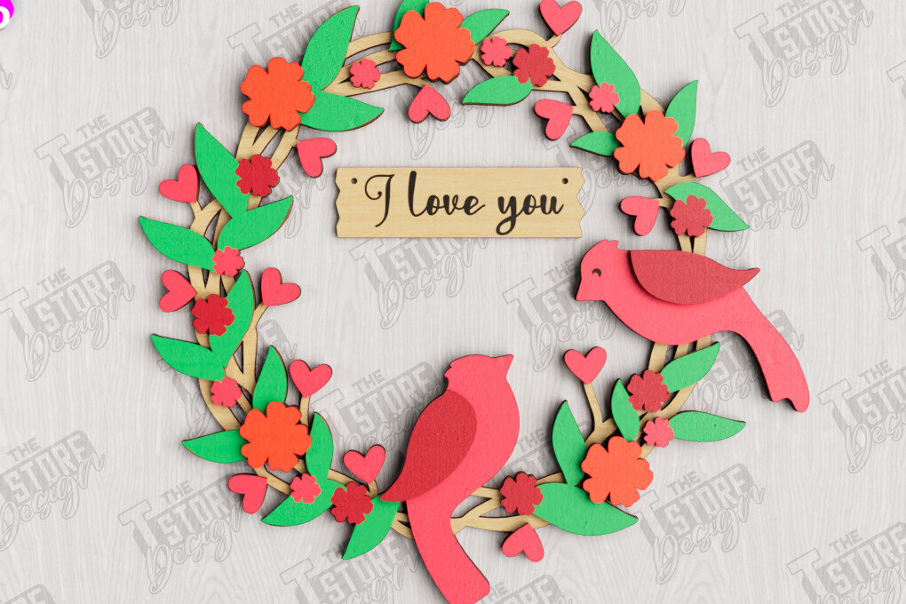 Intra απο ξύλο plywood 3mm-4mm πάχος – Στεφάνι για την πόρτα του Αγίου Βαλεντίνου | Διακόσμηση βεράντας Δίασταση  20x20 cm INTRAFABR-112632214