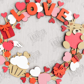 Intra απο ξύλο plywood 3mm-4mm πάχος – Στεφάνι για την πόρτα του Αγίου Βαλεντίνου | Διακόσμηση βεράντας Δίασταση  20x20 cm INTRAFABR-112632172 - Image 1