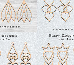 Intra απο ξύλο plywood 3mm-4mm πάχος – Σκουλαρίκια Valentine’s Cut BUNDLE Δίασταση  5x5 cm INTRAFABR-57622356