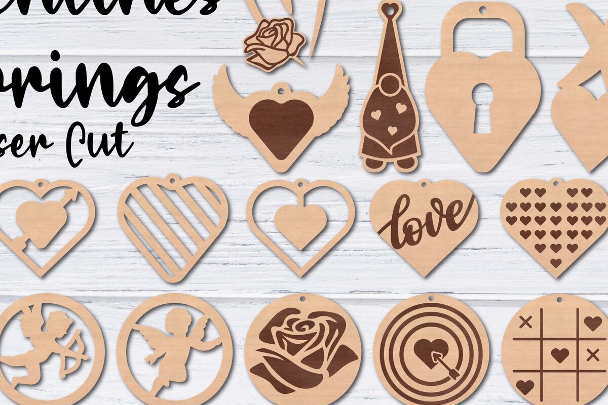 Intra απο ξύλο plywood 3mm-4mm πάχος – Σκουλαρίκια Valentine's | Δίασταση  5x5 cm INTRAFABR-49759056