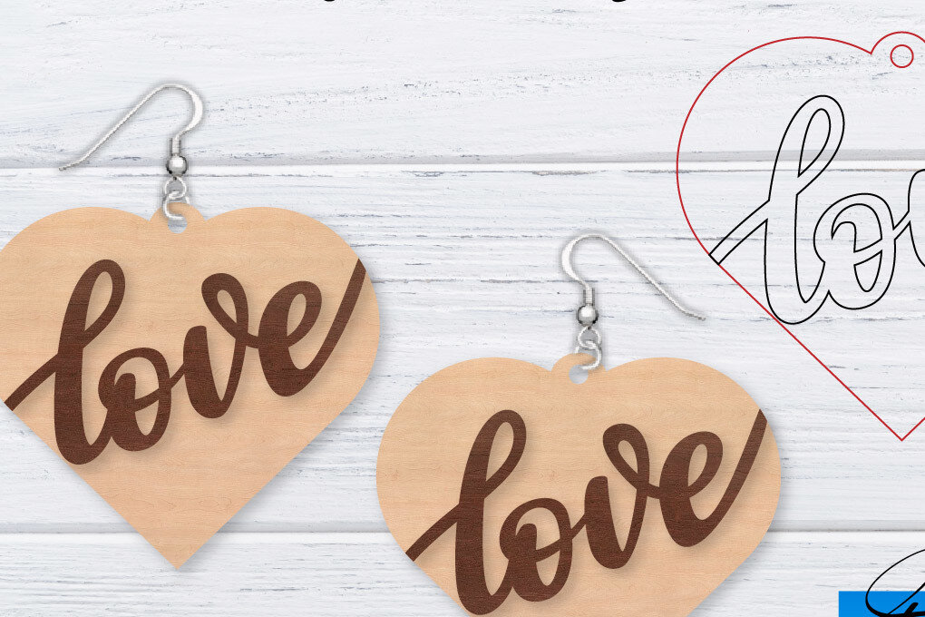 Intra απο ξύλο plywood 3mm-4mm πάχος – Σκουλαρίκια Valentine's | Δίασταση  5x5 cm INTRAFABR-49762168