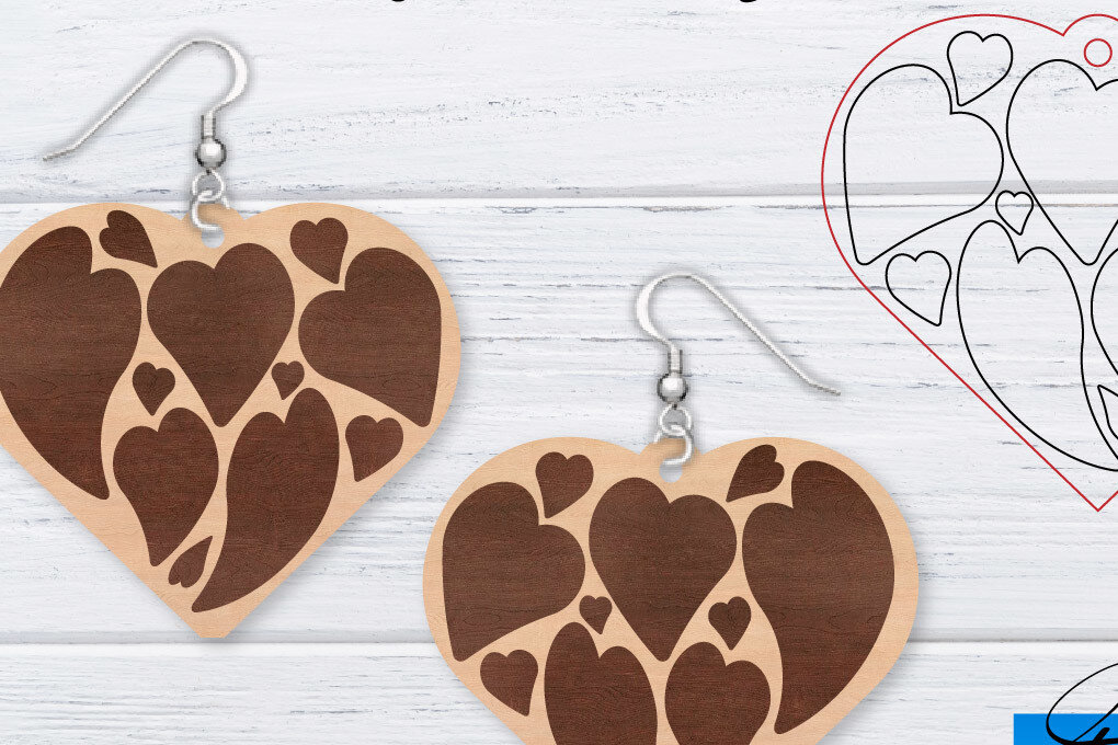 Intra απο ξύλο plywood 3mm-4mm πάχος – Σκουλαρίκια Valentine's | Δίασταση  5x5 cm INTRAFABR-49763312