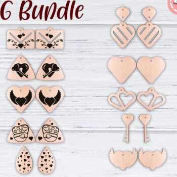 Intra απο ξύλο plywood 3mm-4mm πάχος – Σκουλαρίκια Valentine's | Δίασταση  5x5 cm INTRAFABR-49498903 - Image 1