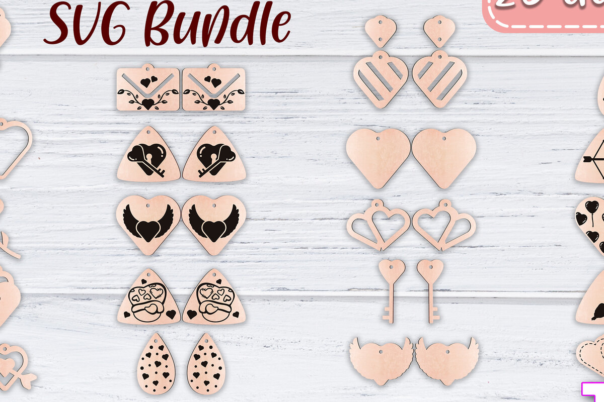 Intra απο ξύλο plywood 3mm-4mm πάχος – Σκουλαρίκια Valentine's | Δίασταση  5x5 cm INTRAFABR-49498903