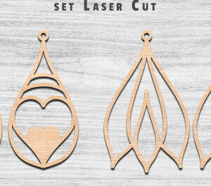 Intra απο ξύλο plywood 3mm-4mm πάχος – Σκουλαρίκια Valentine’s Earrings Δίασταση  5x5 cm INTRAFABR-57101099
