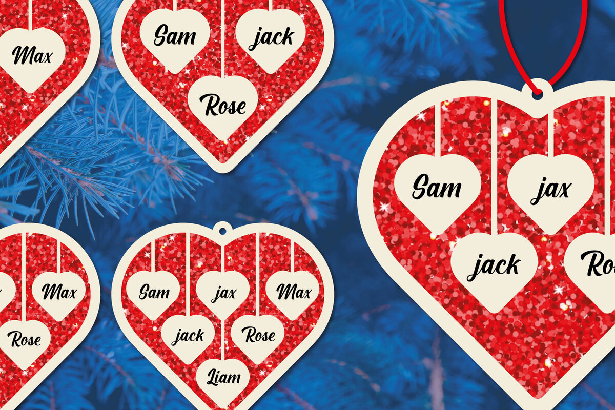 Intra απο ξύλο plywood 3mm-4mm πάχος – Ονόματα μελών της οικογένειας του Αγίου Βαλεντίνου στην καρδιά Δίασταση  20x20 cm INTRAFABR-54529911