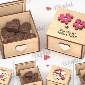 Intra απο ξύλο plywood 3mm-4mm πάχος – Κουτιά δώρου Αγίου Βαλεντίνου Πακέτο κοπής με λέιζερ Δίασταση  20x20 cm INTRAFABR-111675594