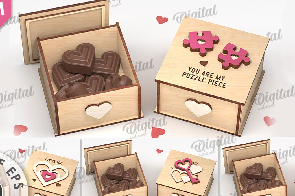 Intra απο ξύλο plywood 3mm-4mm πάχος – Κουτιά δώρου Αγίου Βαλεντίνου Πακέτο κοπής με λέιζερ Δίασταση  20x20 cm INTRAFABR-111675594