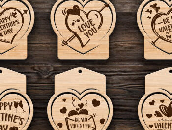 Intra απο ξύλο plywood 3mm-4mm πάχος – Ετικέτες δώρου Αγίου Βαλεντίνου Δέσμη κοπής με λέιζερ Δίασταση  20x20 cm INTRAFABR-87414929 - Image 1