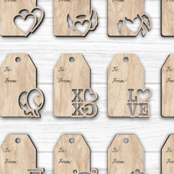 Intra απο ξύλο plywood 3mm-4mm πάχος – Πακέτο ετικετών δώρου Αγίου Βαλεντίνου, Δίασταση  20x20 cm INTRAFABR-85314144 - Image 1