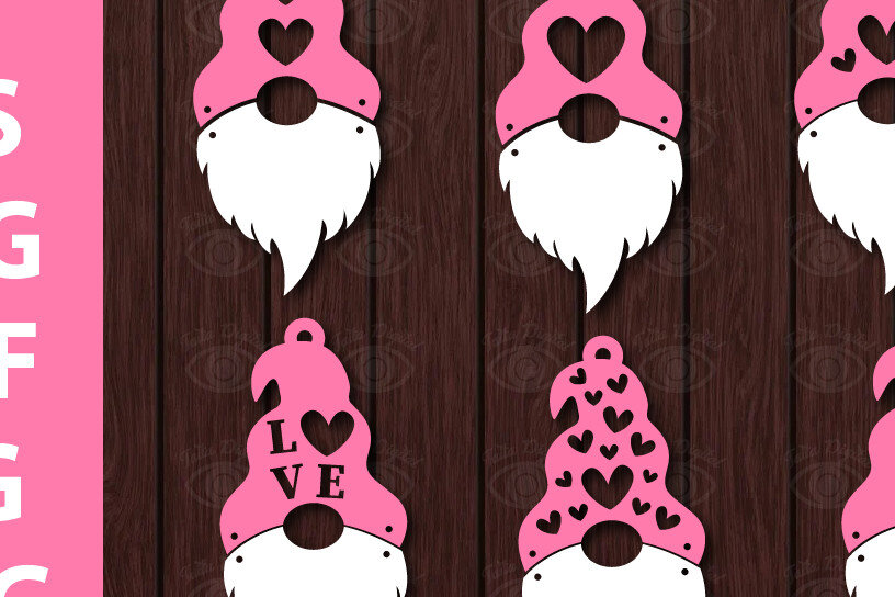 Intra απο ξύλο plywood 3mm-4mm πάχος – Πακέτο με σκουλαρίκια Valentines Gnome Δίασταση  5x5 cm INTRAFABR-51340113