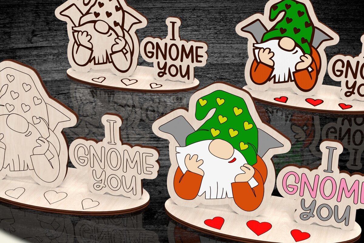 Intra απο ξύλο plywood 3mm-4mm πάχος – Δώρο λέιζερ Valentines Gnome DXF Δίασταση  20x20 cm INTRAFABR-113371960