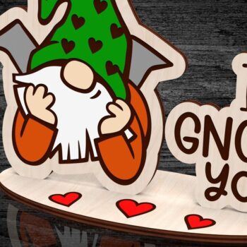 Intra απο ξύλο plywood 3mm-4mm πάχος – Δώρο λέιζερ Valentines Gnome DXF Δίασταση  20x20 cm INTRAFABR-113371960 - Image 3