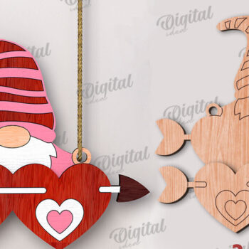 Intra απο ξύλο plywood 3mm-4mm πάχος – Πακέτο κοπής με λέιζερ Valentine's Gnomes Δίασταση  20x20 cm INTRAFABR-112501995 - Image 4