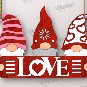 Intra απο ξύλο plywood 3mm-4mm πάχος – Πακέτο κοπής με λέιζερ Valentine's Gnomes Δίασταση  20x20 cm INTRAFABR-112501995 - Image 8