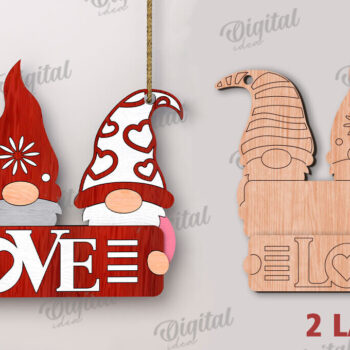 Intra απο ξύλο plywood 3mm-4mm πάχος – Πακέτο κοπής με λέιζερ Valentine's Gnomes Δίασταση  20x20 cm INTRAFABR-112501995 - Image 9