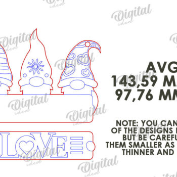 Intra απο ξύλο plywood 3mm-4mm πάχος – Πακέτο κοπής με λέιζερ Valentine's Gnomes Δίασταση  20x20 cm INTRAFABR-112501995 - Image 10