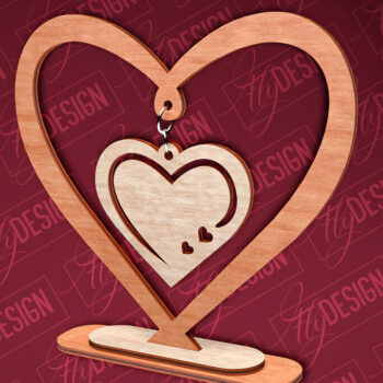 Intra απο ξύλο plywood 3mm-4mm πάχος – Κρεμαστό σταντ καρδιών του Αγίου Βαλεντίνου | CNC Δίασταση  20x20 cm INTRAFABR-83612198 - Image 1