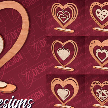 Intra απο ξύλο plywood 3mm-4mm πάχος – Κρεμαστό σταντ καρδιών του Αγίου Βαλεντίνου | CNC Δίασταση  20x20 cm INTRAFABR-83612241 - Image 1