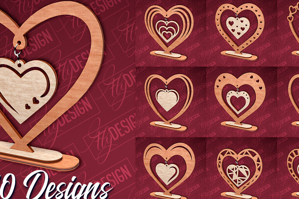 Intra απο ξύλο plywood 3mm-4mm πάχος – Κρεμαστό σταντ καρδιών του Αγίου Βαλεντίνου | CNC Δίασταση  20x20 cm INTRAFABR-83612241
