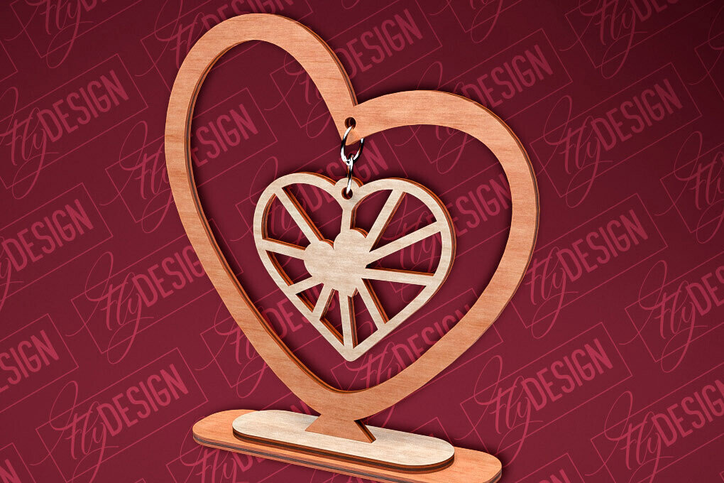 Intra απο ξύλο plywood 3mm-4mm πάχος – Κρεμαστό σταντ καρδιών του Αγίου Βαλεντίνου | CNC Δίασταση  20x20 cm INTRAFABR-83611826