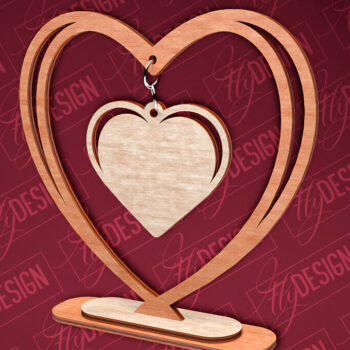 Intra απο ξύλο plywood 3mm-4mm πάχος – Κρεμαστό σταντ καρδιών του Αγίου Βαλεντίνου | CNC Δίασταση  20x20 cm INTRAFABR-83611868 - Image 1