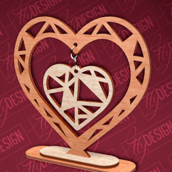 Intra απο ξύλο plywood 3mm-4mm πάχος – Κρεμαστό σταντ καρδιών του Αγίου Βαλεντίνου | CNC Δίασταση  20x20 cm INTRAFABR-83612021 - Image 1