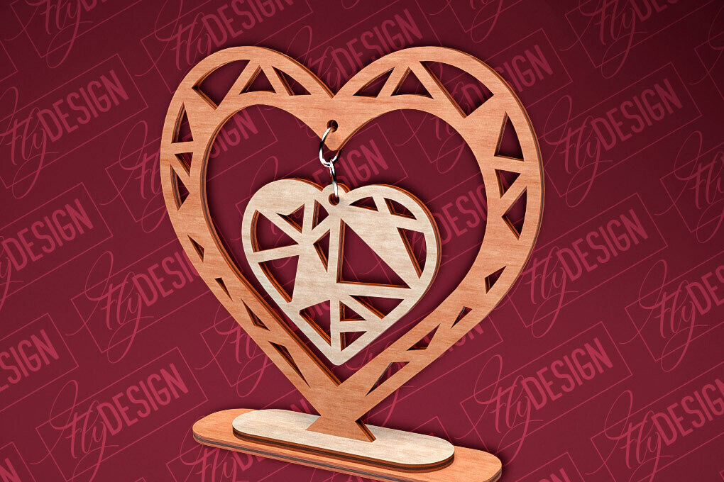 Intra απο ξύλο plywood 3mm-4mm πάχος – Κρεμαστό σταντ καρδιών του Αγίου Βαλεντίνου | CNC Δίασταση  20x20 cm INTRAFABR-83612021