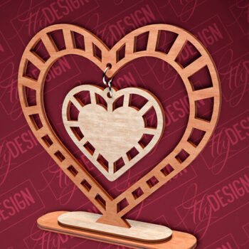 Intra απο ξύλο plywood 3mm-4mm πάχος – Κρεμαστό σταντ καρδιών του Αγίου Βαλεντίνου | CNC Δίασταση  20x20 cm INTRAFABR-83612043 - Image 1