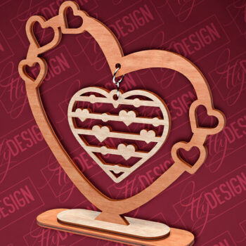 Intra απο ξύλο plywood 3mm-4mm πάχος – Κρεμαστό σταντ καρδιών του Αγίου Βαλεντίνου | CNC Δίασταση  20x20 cm INTRAFABR-83612092 - Image 1